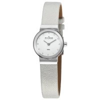 Skagen Women's 358XSSLW Steel Mother-Of-Pearl Dial White Leather Strap Watch Skagen Women's 358XSSLW Steel Mother-Of-Pearl Dial White Leather Strap Watch