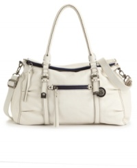 A refined satchel style you'll use for seasons to come. This sleek design from The Sak features subtly pleated accents, antique brass hardware and an optional crossbody strap for alternative carrying style. A refined satchel style you'll use for seasons to come. This sleek design from The Sak features subtly pleated accents, antique brass hardware and an optional crossbody strap for alternative carrying style.