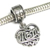 Queenberry Mother's Day Gift Sterling Silver Best Mom Love Heart Dangle Bead For Pandora Troll European Charm Bracelets