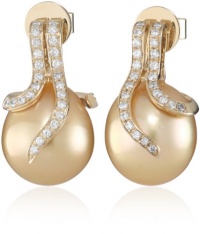 TARA Pearls Oscar Collection Gold South Sea 12x13mm Pearl Earrings TARA Pearls Oscar Collection Gold South Sea 12x13mm Pearl Earrings