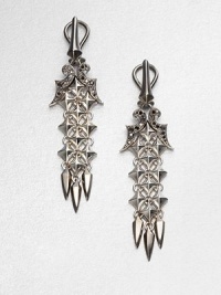 From the Superstud Collection. Spikes and studs, daggers and black sapphires all come together in this dramatic drop design of sterling silver finished with black and white rhodium plating for a striking two-tone effect.Black sapphireWhite and black rhodium-plated sterling silverLength, about 2.25Post-and-hinge back with 14k yellow gold postImported From the Superstud Collection. Spikes and studs, daggers and black sapphires all come together in this dramatic drop design of sterling silver finished with black and white rhodium plating for a striking two-tone effect.Black sapphireWhite and black rhodium-plated sterling silverLength, about 2.25Post-and-hinge back with 14k yellow gold postImported