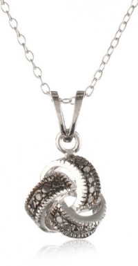 Sterling Silver Black-Diamond Love Knot Pendant Necklace Sterling Silver Black-Diamond Love Knot Pendant Necklace