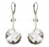 Sterling Silver Swarovski Crystal Elements Crystal Silver Shade Round Twist and Rondelle Drop Earrings