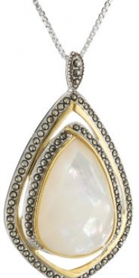 Judith Jack Dewdrop Sterling Silver, Marcasite and Mother of Pearl Drop Pendant Necklace, 18 Judith Jack Dewdrop Sterling Silver, Marcasite and Mother of Pearl Drop Pendant Necklace, 18
