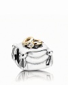 The perfect PANDORA charm for a bracelet-loving bride: 14K gold wedding rings upon a sterling silver pillow. A sparkling diamond accent adds a luxe touch.