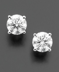 Elevate your look with luminous diamond. Sparkling stud earrings feature round-cut diamond (1/3 ct. t.w.) in a polished 18k white gold setting. IGI Certified diamonds.