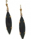 Catherine Popesco 14K Gold Plated Faceted Marquise Jet Black Swarovski Crystal Dangle Earrings