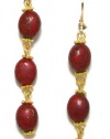 Rachel Reinhardt Caroline 14k Gold Plated Tiered Dangle Earring with Gold Veined Red Turquoise Beads