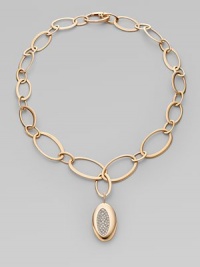 From the Capri Plus Collection. The dazzle of diamonds in a shapely pendant joins the warm glow of 18k rose gold in this elegant oval link design.Diamonds, .75 tcw 18k rose gold Length, about 16 Pendant length, about 1 Lobster clasp Made in Italy From the Capri Plus Collection. The dazzle of diamonds in a shapely pendant joins the warm glow of 18k rose gold in this elegant oval link design.Diamonds, .75 tcw 18k rose gold Length, about 16 Pendant length, about 1 Lobster clasp Made in Italy