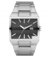 Shades of gray result in steely style with this AX Armani Exchange watch.