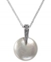 Understated elegance. EFFY Collection's shimmering pendant features a cultured freshwater pearl drop (13 mm) with sparkling diamond accents at the bail. Set in 14k white gold. Approximate length: 18 inches. Approximate drop: 1 inch.