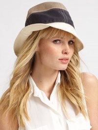 A colorblocked design with stitched accents, perfect for travel or everyday. LinenBrim, about 2½Dry cleanMade in Italy A colorblocked design with stitched accents, perfect for travel or everyday. LinenBrim, about 2½Dry cleanMade in Italy