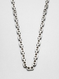 A modern link style in sleek silvertone. Ion-plated brassLength, about 18Fold-over clasp closureImported A modern link style in sleek silvertone. Ion-plated brassLength, about 18Fold-over clasp closureImported