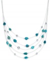 Colorful and chic. Avalonia Road's delicate illusion necklace features turquoise stones (12-3/4 ct. t.w.) set in sterling silver. Approximate length: 18 inches + 3-inch extender.