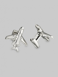 A bit of jet-set character for the sartorial set, designed in polished sterling silver. Sterling silver Engine backing About 1 diam. Made in USA A bit of jet-set character for the sartorial set, designed in polished sterling silver. Sterling silver Engine backing About 1 diam. Made in USA