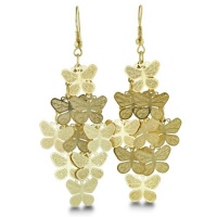 ROSE TONE MULTI BUTTERFLY EAR Dangling Gold Tone Lightweight Butterfly Earrings