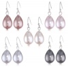 Cream, Champagne, Pink, Light Grey and Dark Grey Simulated Pearl Multiple Drop Earring Set