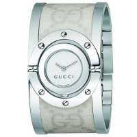 Gucci Women's YA112419 Twirl Medium White GG Plus Bangle Watch Gucci Women's YA112419 Twirl Medium White GG Plus Bangle Watch