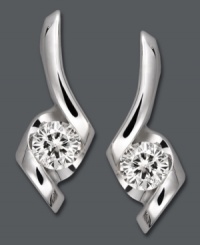 Aesthetically appealing. Sirena's artistic drop earrings feature a chic, 80s-inspired cut accented by sparkling, round-cut diamonds (1/4 ct. t.w.). Set in 14k white gold. Approximate drop: 1/2 inch. Aesthetically appealing. Sirena's artistic drop earrings feature a chic, 80s-inspired cut accented by sparkling, round-cut diamonds (1/4 ct. t.w.). Set in 14k white gold. Approximate drop: 1/2 inch.