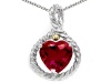 Original Star K(tm) Rope Design 10mm Heart Shape Created Ruby Heart Pendant in 925 Sterling Silver
