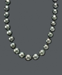 Whisk yourself away to Tahiti with this natural beauty. Belle de Mer's cultured Tahitian pearl necklace (9-10mm) has a 14k gold clasp. Approximate length: 18 inches. Whisk yourself away to Tahiti with this natural beauty. Belle de Mer's cultured Tahitian pearl necklace (9-10mm) has a 14k gold clasp. Approximate length: 18 inches.