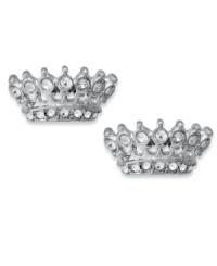 Give yourself the royal treatment with this pair of stud earrings from Juicy Couture. Crafted from silver-tone brass with glass accents and cubic zirconia, the earrings are a crowning achievement. Approximate drop: 2 inches Give yourself the royal treatment with this pair of stud earrings from Juicy Couture. Crafted from silver-tone brass with glass accents and cubic zirconia, the earrings are a crowning achievement. Approximate drop: 2 inches