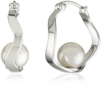 Majorica 8mm White Round Pearl in Sterling Silver Hoop Earrings Majorica 8mm White Round Pearl in Sterling Silver Hoop Earrings