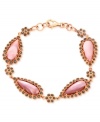 Very well-connected. Genevieve & Grace's link bracelet, crafted from 18k rose gold over sterling silver, dazzles with pink shells and marcasite adding a lustrous touch. Approximate length: 7-1/2 inches. Approximate width: 1/2 inch.