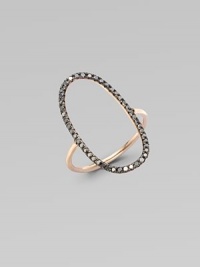 A simply chic design with a beautiful ring of rich black diamonds in 18k rose gold. Black diamonds, .1 tcw18k rose goldImported A simply chic design with a beautiful ring of rich black diamonds in 18k rose gold. Black diamonds, .1 tcw18k rose goldImported