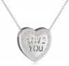 Sweetheart Jewelry Sterling Silver and Diamond Heart Shaped Love You (1/10 cttw), Pendant Necklace