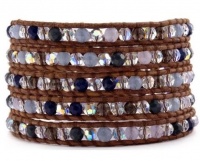Chan Luu Purple Mix Wrap Bracelet on Natural Brown Leather Chan Luu Purple Mix Wrap Bracelet on Natural Brown Leather