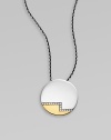 From the Nile Collection. A sleek modern disk of sterling silver and golden finishing, with a stepped row of shimmering white topaz, on a silver box chain.White topazSterling silverGoldplatedChain length, adjusts from about 16-18Pendant diameter, about 1Lobster claspImported