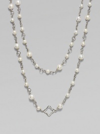 From the Quatrefoil Collection. A graceful sterling silver chain, stationed with lustrous freshwater pearls and quatrefoil-shaped open links, is fabulous as a single but long enough to double. Cultured freshwater pearls Sterling silver Length, about 48 Toggle closure Imported From the Quatrefoil Collection. A graceful sterling silver chain, stationed with lustrous freshwater pearls and quatrefoil-shaped open links, is fabulous as a single but long enough to double. Cultured freshwater pearls Sterling silver Length, about 48 Toggle closure Imported