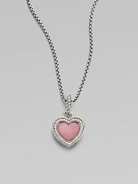From the Cable Enhancer Collection. Softly-hued rhodanite is surrounded by shimmering pavé diamonds and set in sterling silver.Diamonds, 0.16 tcw Sterling silver Diameter, about ½ Imported Please note: Necklace sold separately. From the Cable Enhancer Collection. Softly-hued rhodanite is surrounded by shimmering pavé diamonds and set in sterling silver.Diamonds, 0.16 tcw Sterling silver Diameter, about ½ Imported Please note: Necklace sold separately.