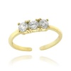 18k Gold over Sterling Silver CZ Three Stone Toe Ring