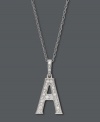 Spell it out in sparkle! This personalized initial charm necklace makes the perfect gift for Abby or Anna. Features sparkling, round-cut diamond accents. Setting and chain crafted in 14k white gold. Approximate length: 18 inches. Approximate drop: 1/2 inch.