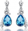 Arco Iris Eternal Love Teardrop Swarovski Elements Crystal Earrings for Women - Blue Topaz - 1140401