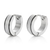 Stunning Silver Black Stainless Steel Mens Hoop Earrings