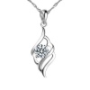 925 Sterling Silver Elegant Pendant, Women Charm Necklace, Cubic Zirconia Stone, Free 18 Inch Chain