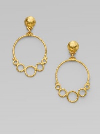From the Geo Collection. Circles of hammered 24k gold make a subtle yet meaningful statement.24k gold Length, about 2 Diameter, about 1 Post back Imported