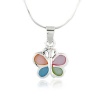 Chuvora Sterling Silver Multi-Colored Mother of Pearl Little Butterfly Pendant Necklace 18''