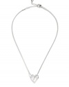 GUESS Silver-Tone Floating Heart Pendant Neckl, SILVER