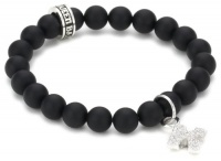 Queen Baby Cross Onyx Bead Bracelet with Pave Cubic Zirconia Baby MB Cross Queen Baby Cross Onyx Bead Bracelet with Pave Cubic Zirconia Baby MB Cross