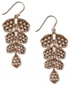 Add some flair to your everyday with these charming chandelier earrings from Lucky Brand. The alluring openwork design in pretty petal shapes delivers a chic look. Crafted in gold tone mixed metal. Approximate drop: 2 inches.