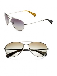 The classic aviator look, designed with double-bridge detail in lightweight metal. Available in silver frames with grey gradient lenses or anise frames with olive gradient lenses. 100% UV protective Imported The classic aviator look, designed with double-bridge detail in lightweight metal. Available in silver frames with grey gradient lenses or anise frames with olive gradient lenses. 100% UV protective Imported