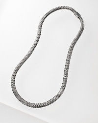 Signature woven chain necklace with hammered disc pendant and a carved chain clasp, designed by John Hardy. Signature woven chain necklace with hammered disc pendant and a carved chain clasp, designed by John Hardy.