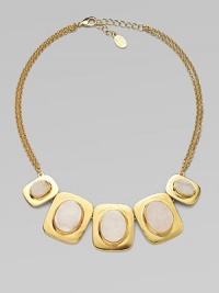 Beautifully textured druzy quartz ovals set in 14k goldplated, graduated rectangular links on a link chain. Druzy quartz14k goldplated white metal alloyLength, about 22Lobster clasp closureMade in USA Beautifully textured druzy quartz ovals set in 14k goldplated, graduated rectangular links on a link chain. Druzy quartz14k goldplated white metal alloyLength, about 22Lobster clasp closureMade in USA