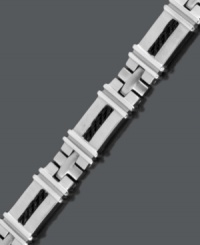 Add modern style to your look. Men's bracelet features a chic cable link set in stainless steel and black ion-plated stainless steel. Approximate length: 8-1/2 inches. Add modern style to your look. Men's bracelet features a chic cable link set in stainless steel and black ion-plated stainless steel. Approximate length: 8-1/2 inches.