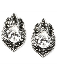 Show your elegant side. Judith Jack's earrings are crafted from sterling silver with marcasite (8/25 ct. t.w.), cubic zirconia (2-3/5 ct. t.w.) and white crystal (1/25 ct. t.w.) providing a lustrous touch. Approximate drop: 6/10 inch. Approximate diameter: 4/10 inch. Show your elegant side. Judith Jack's earrings are crafted from sterling silver with marcasite (8/25 ct. t.w.), cubic zirconia (2-3/5 ct. t.w.) and white crystal (1/25 ct. t.w.) providing a lustrous touch. Approximate drop: 6/10 inch. Approximate diameter: 4/10 inch.