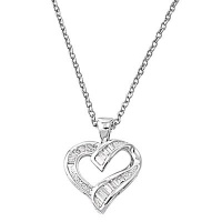 23MM .925 ITALIAN HEARTS CLEAR CZ PENDANT W/ 16 +1LINK CHAIN NECKLACE 23MM .925 ITALIAN HEARTS CLEAR CZ PENDANT W/ 16 +1LINK CHAIN NECKLACE